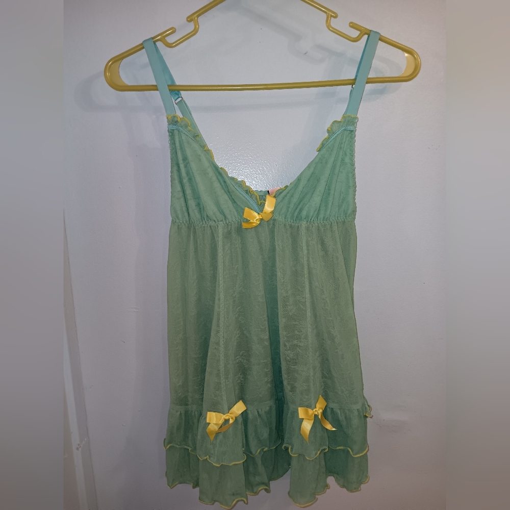 Vintage Victorias Secret Babydoll Nightie Lace Ruffles Sexy Little Things Mint S